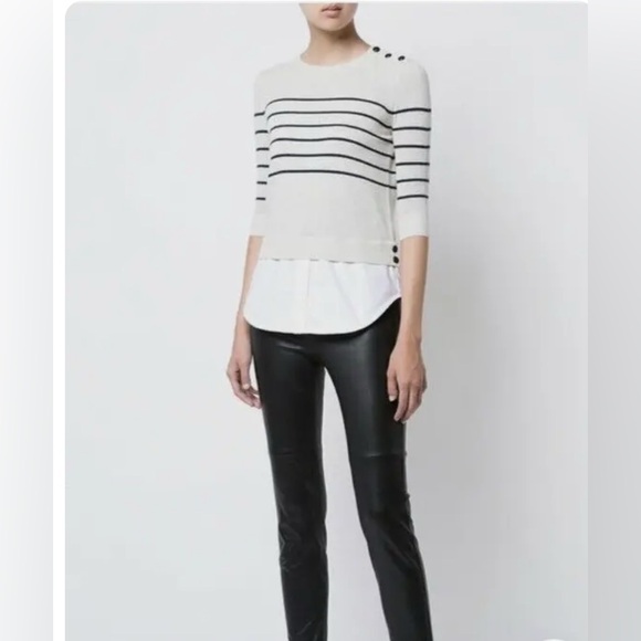 Veronica Beard Knot Mariner ivory and black striped sweater - Picture 3 of 4